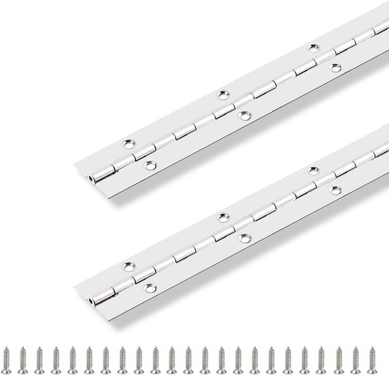 GRRONZEE 2PCS Piano Hinge 20" x 1" Stainless Steel Continuous & Piano Hinge Heavy Duty Piano Hinges, 0.04" Leaf Thickness, 0.5" Knuckle Length, Screw Included - Image 1